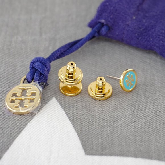 Tory Burch Kira Enamel Mini Stud in Turquoise (Brand New) - Picture 3 of 3